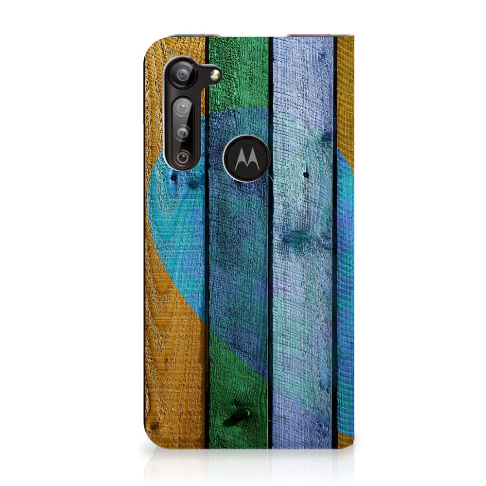 Motorola Moto G8 Power Book Wallet Case Wood Heart - Cadeau voor je Vriend - B2C Telecom