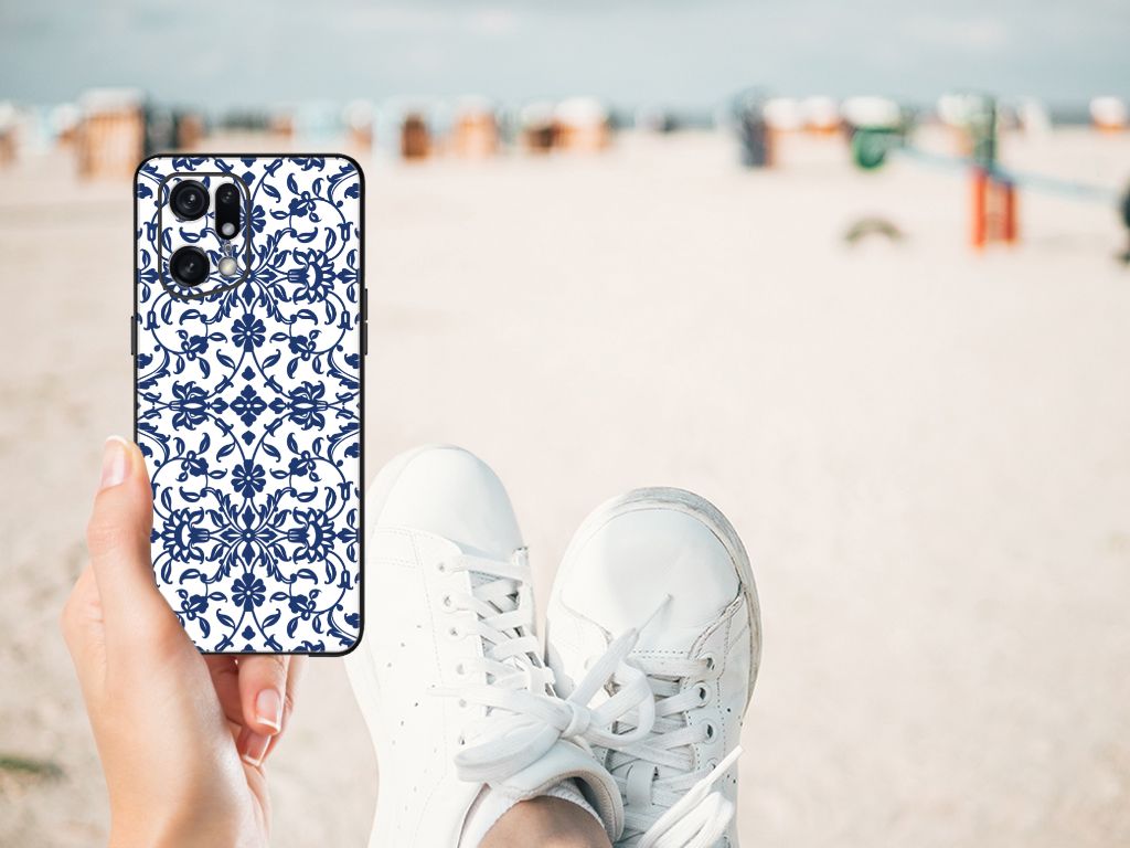 OPPO Find X5 Pro Bloemen Hoesje Flower Blue B2C Telecom