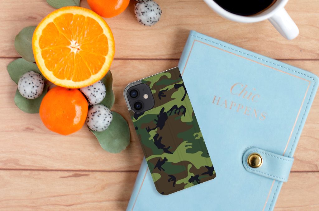 iPhone 12 Mini Hoesje met Magneet Army Dark - B2C Telecom