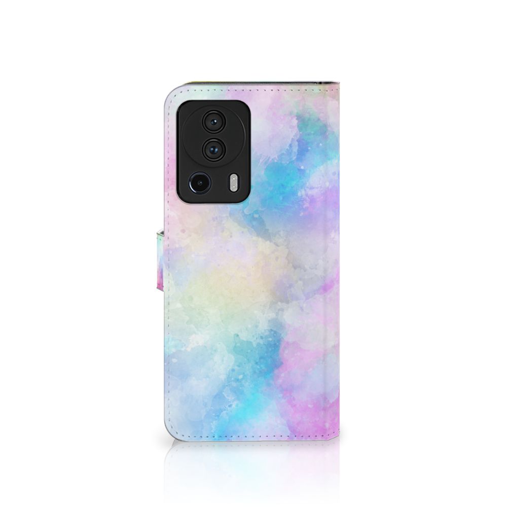 Hoesje Xiaomi 13 Lite Watercolor Light met pastelkleuren en pasjeshouder, uniek design.