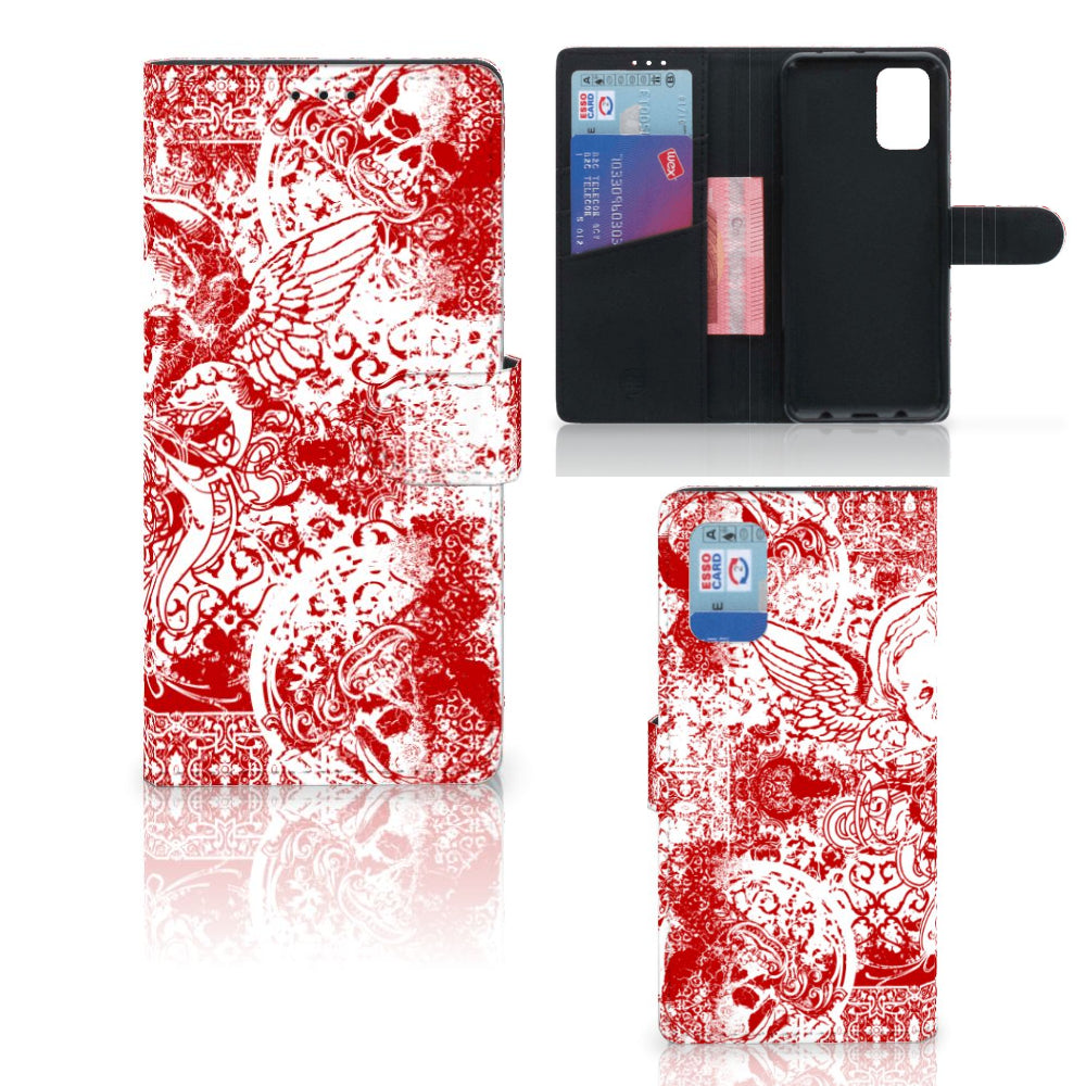 Telefoonhoesje met Naam Samsung Galaxy A02s | M02s Angel Skull Rood