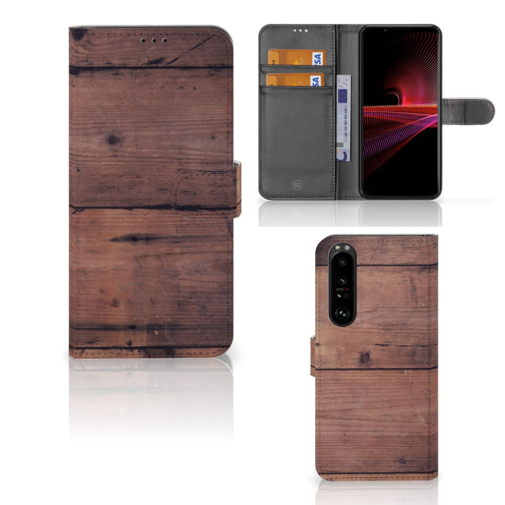 Sony Xperia 1 III Book Style Case Old Wood