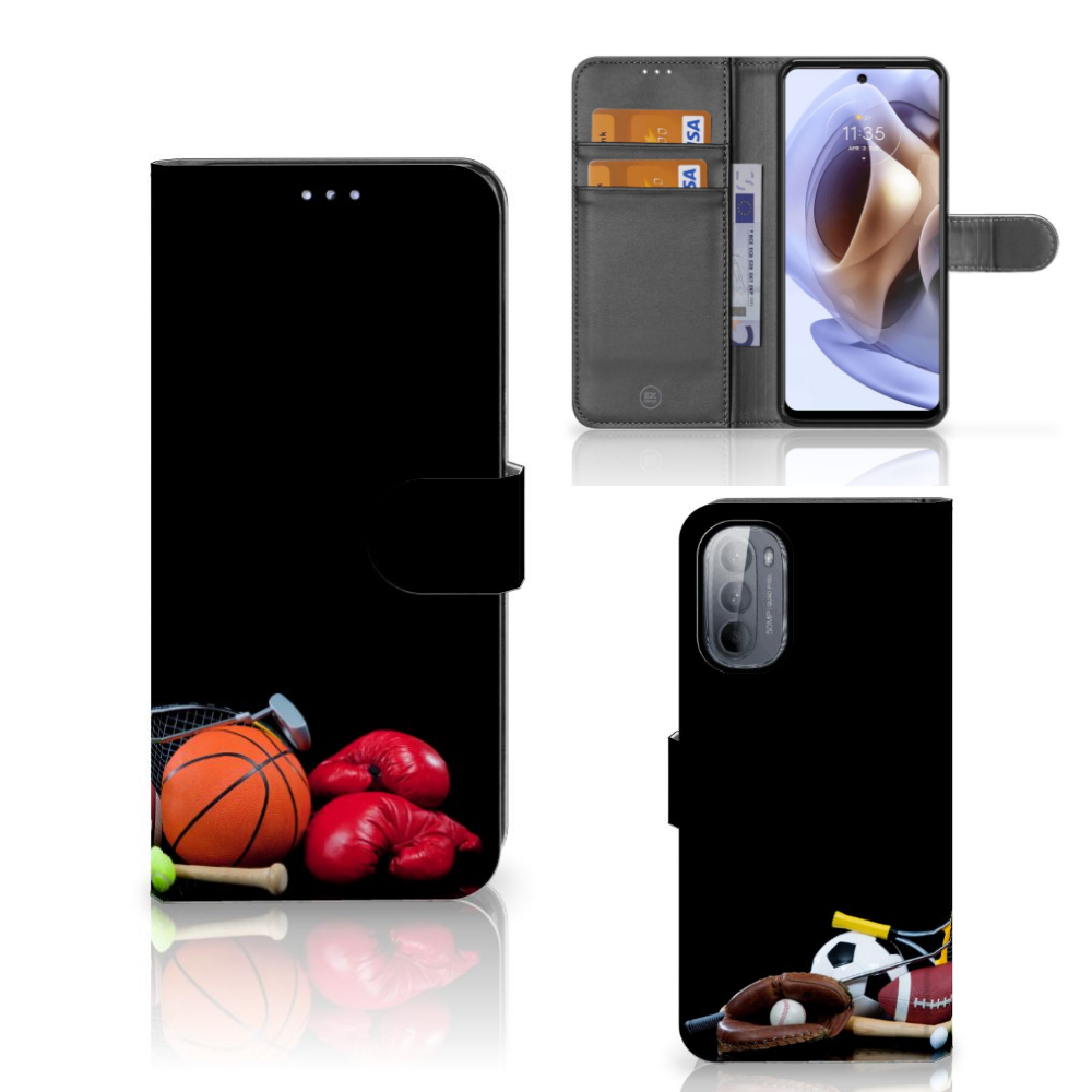 Motorola Moto G31 | G41 Wallet Case met Pasjes Sports met sportafbeeldingen en houders voor pasjes.