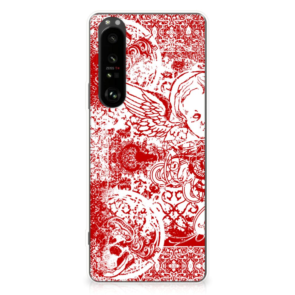 Silicone Back Case Sony Xperia 1 III Angel Skull Rood