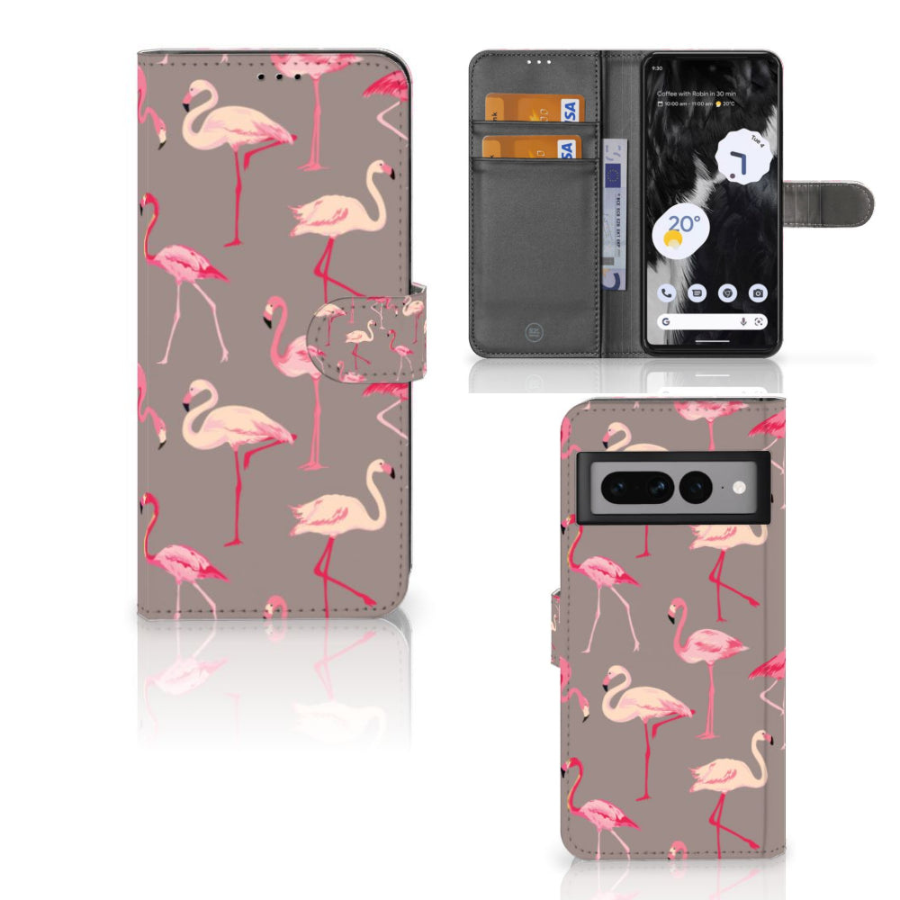 Google Pixel 7 Pro Telefoonhoesje met Pasjes Flamingo