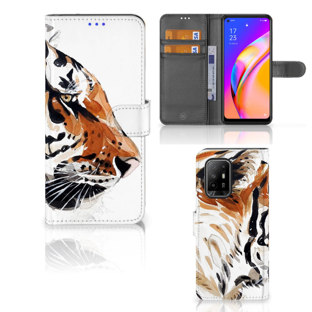 Hoesje OPPO Reno5 Z | A94 5G Watercolor Tiger