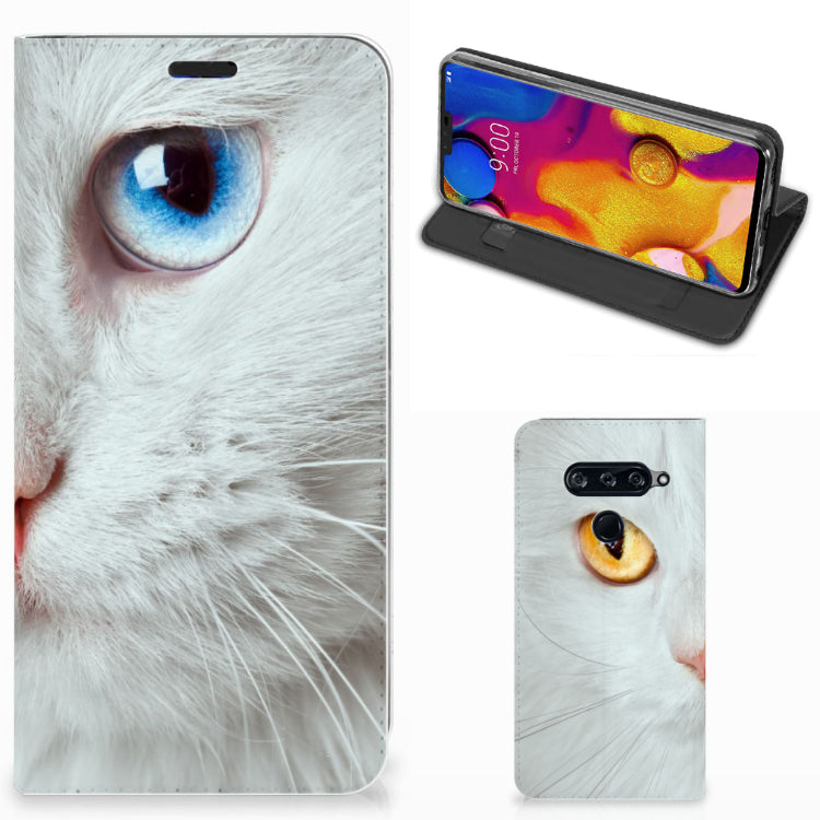 LG V40 Thinq Hoesje maken Witte Kat