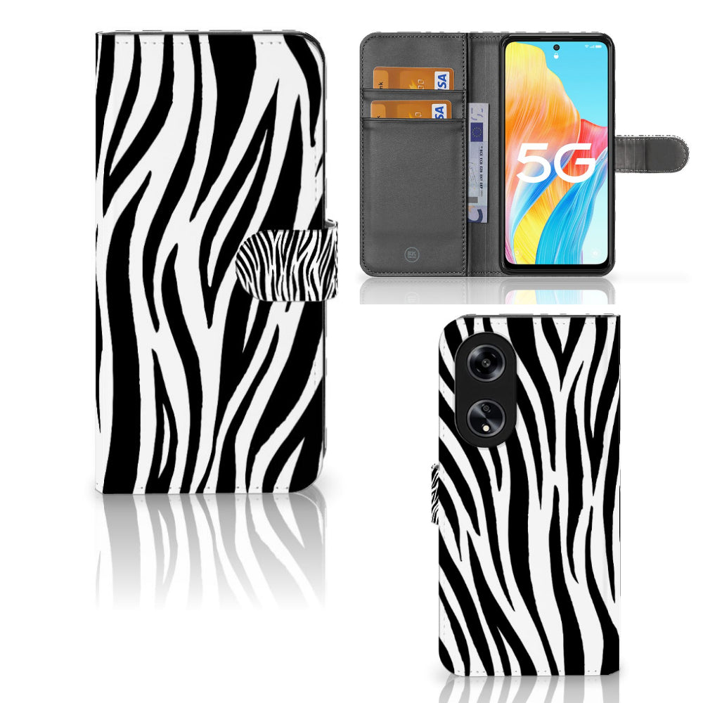 OPPO Reno8 T 5G Telefoonhoesje met Pasjes Zebra