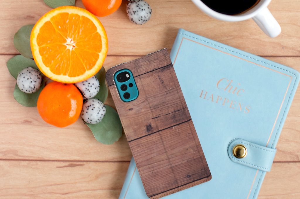 Motorola Moto G22 Book Wallet Case Old Wood - B2C Telecom