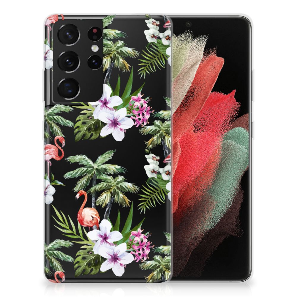 Samsung Galaxy S21 Ultra TPU Hoesje Flamingo Palms B2C Telecom
