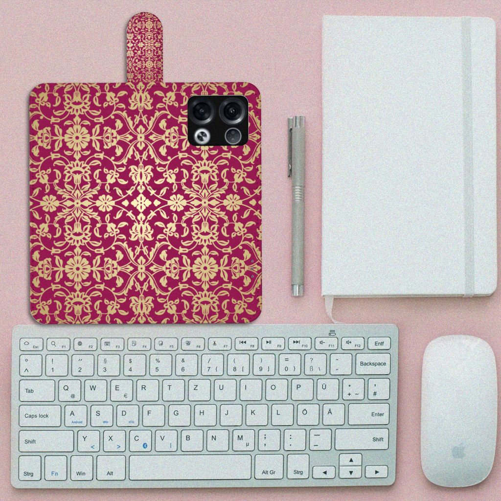 Wallet Case OPPO Reno8 Pro Barok Pink