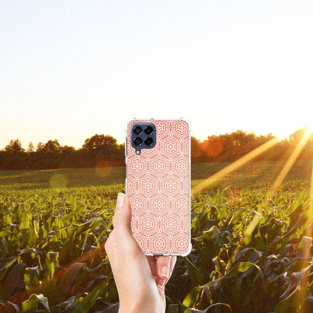 Samsung Galaxy M53 Doorzichtige Silicone Hoesje Pattern Orange B2C Telecom