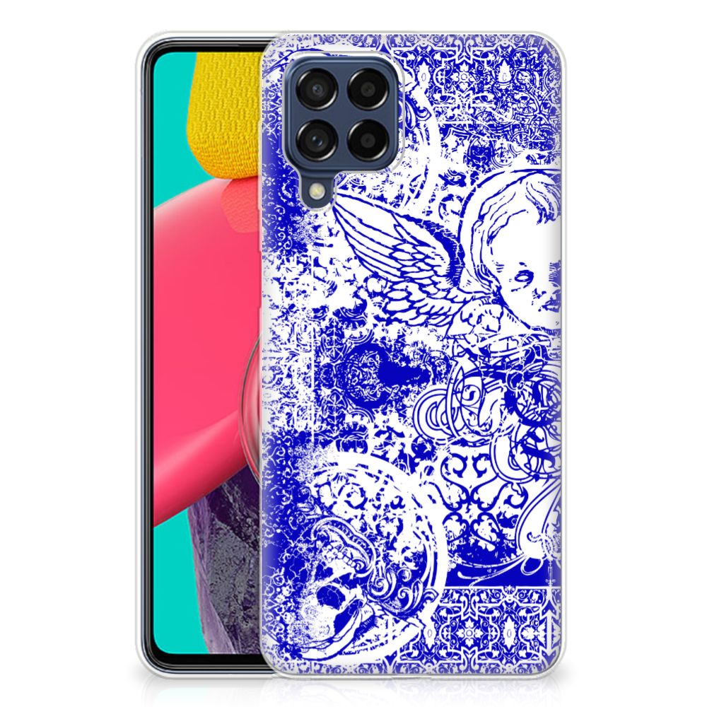 Silicone Back Case Samsung Galaxy M53 Angel Skull Blauw