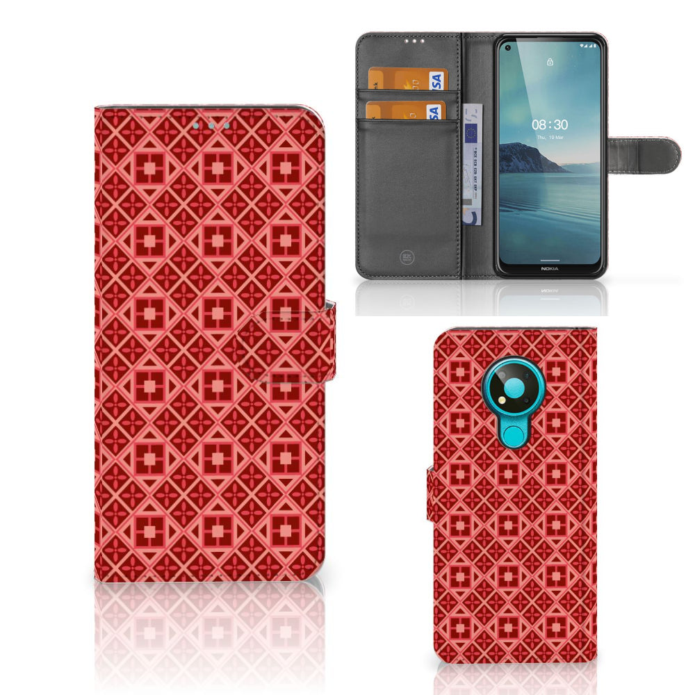 Nokia 3.4 Telefoon Hoesje Batik Rood