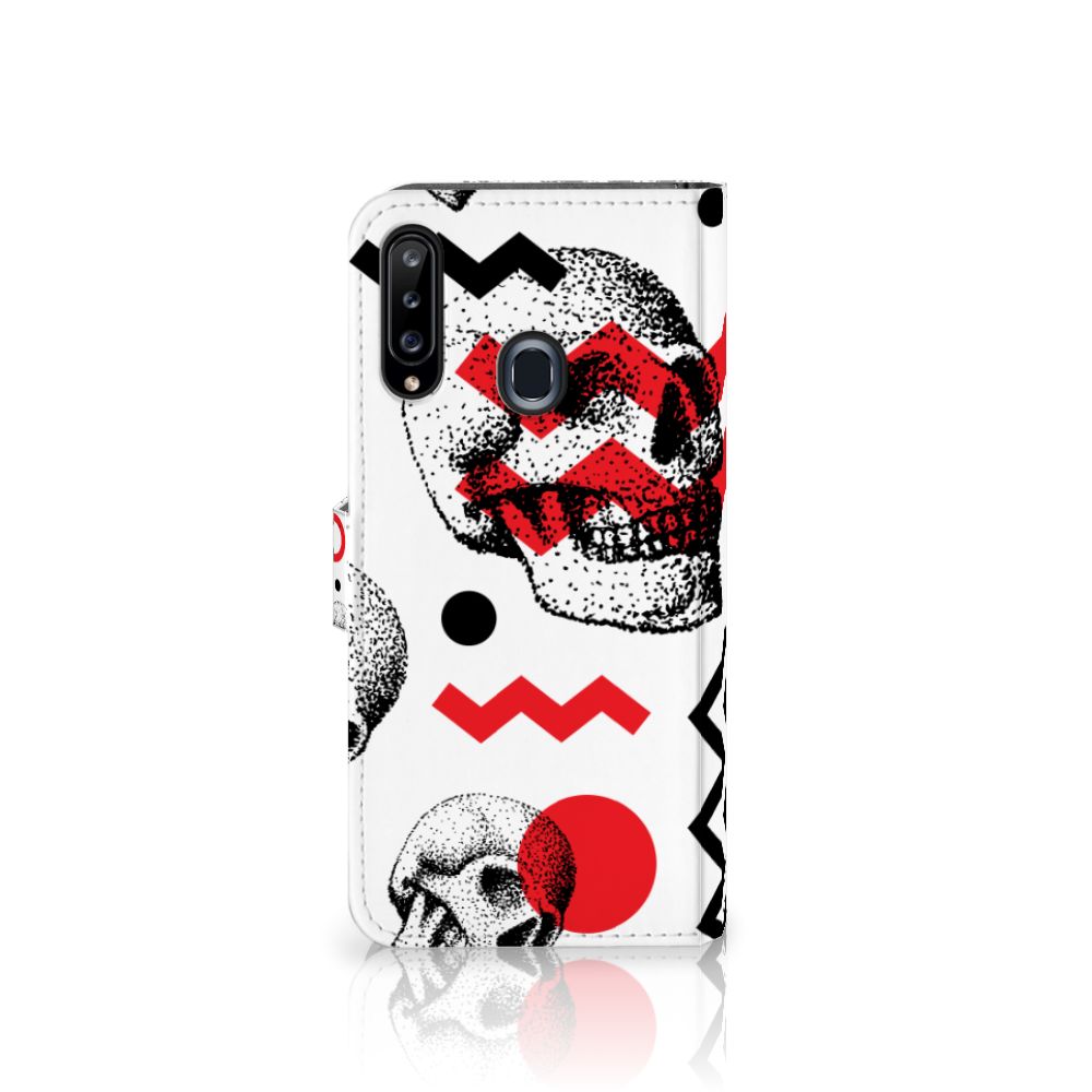 Telefoonhoesje met Naam Samsung Galaxy A20s Skull Red