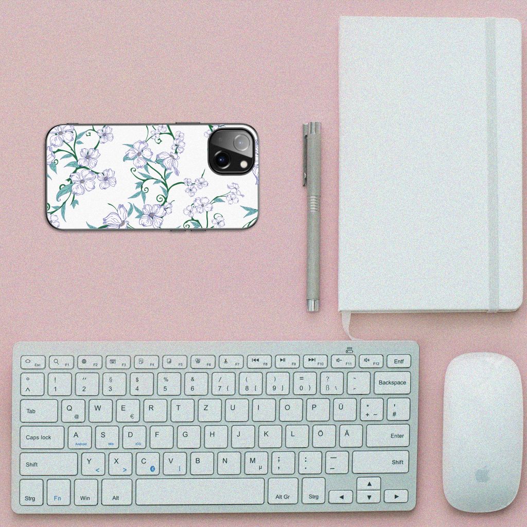 Apple iPhone 13 Uniek Bloemen Hoesje Blossom White B2C Telecom