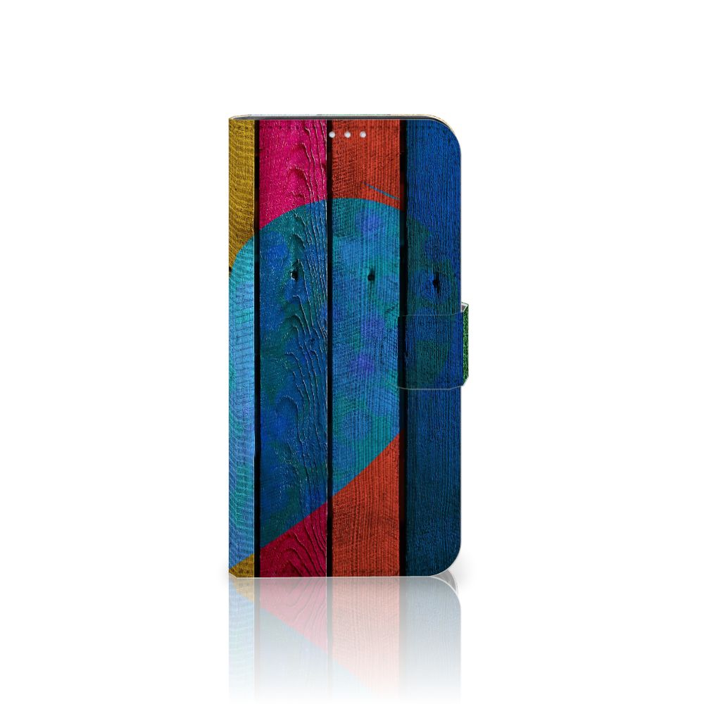 Motorola G8 Power Book Style Case Wood Heart - Cadeau voor je Vriend