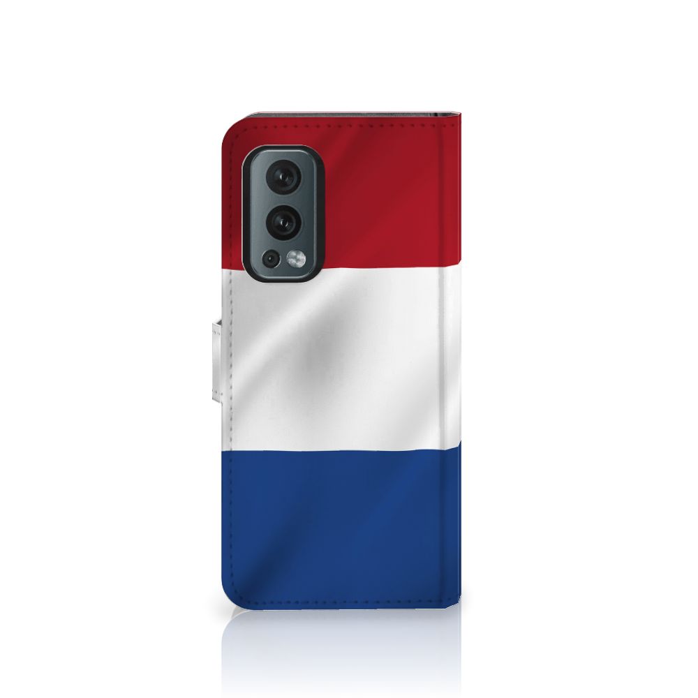 OnePlus Nord 2 5G Bookstyle Case Nederlandse Vlag met artistiek ontwerp van de Nederlandse vlag.