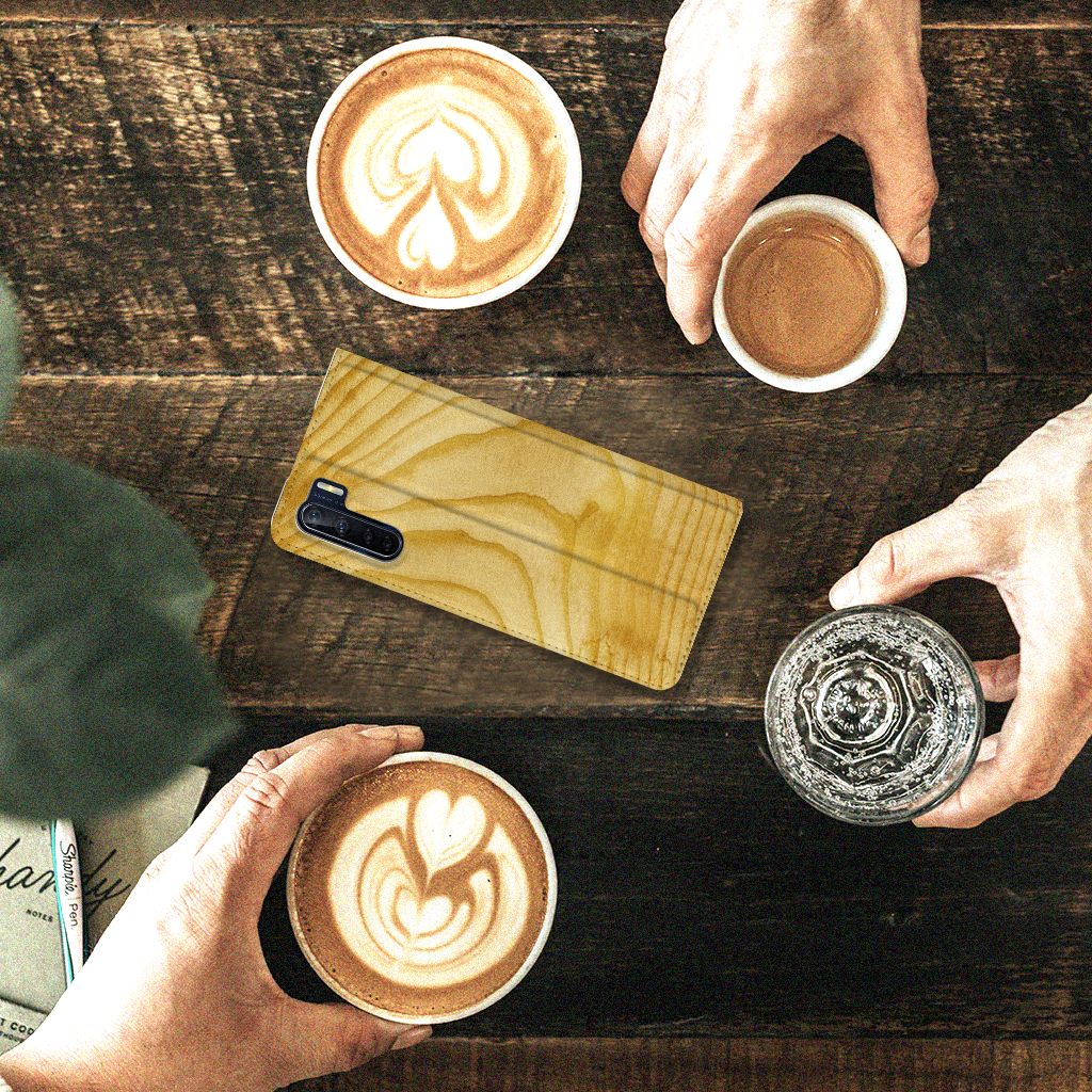 OPPO Reno3 | A91 Book Wallet Case Licht Hout - B2C Telecom