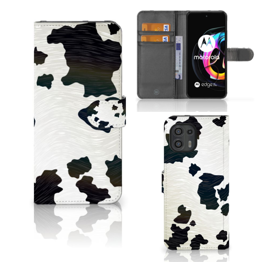Motorola Edge 20 Lite Telefoonhoesje met Pasjes Koeienvlekken
