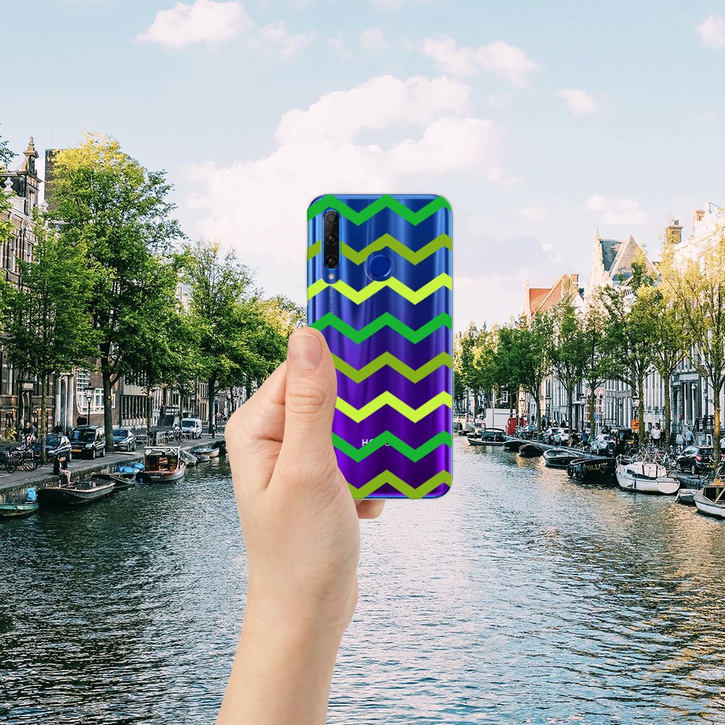 Honor 20 Lite TPU bumper Zigzag Groen