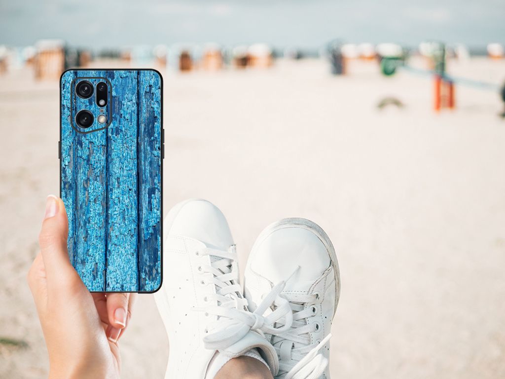 OPPO Find X5 Pro Houten Print Telefoonhoesje Wood Blue B2C Telecom