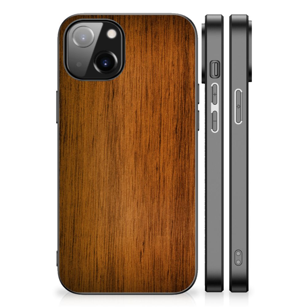 Apple iPhone 14 Houten Print Telefoonhoesje Donker Hout