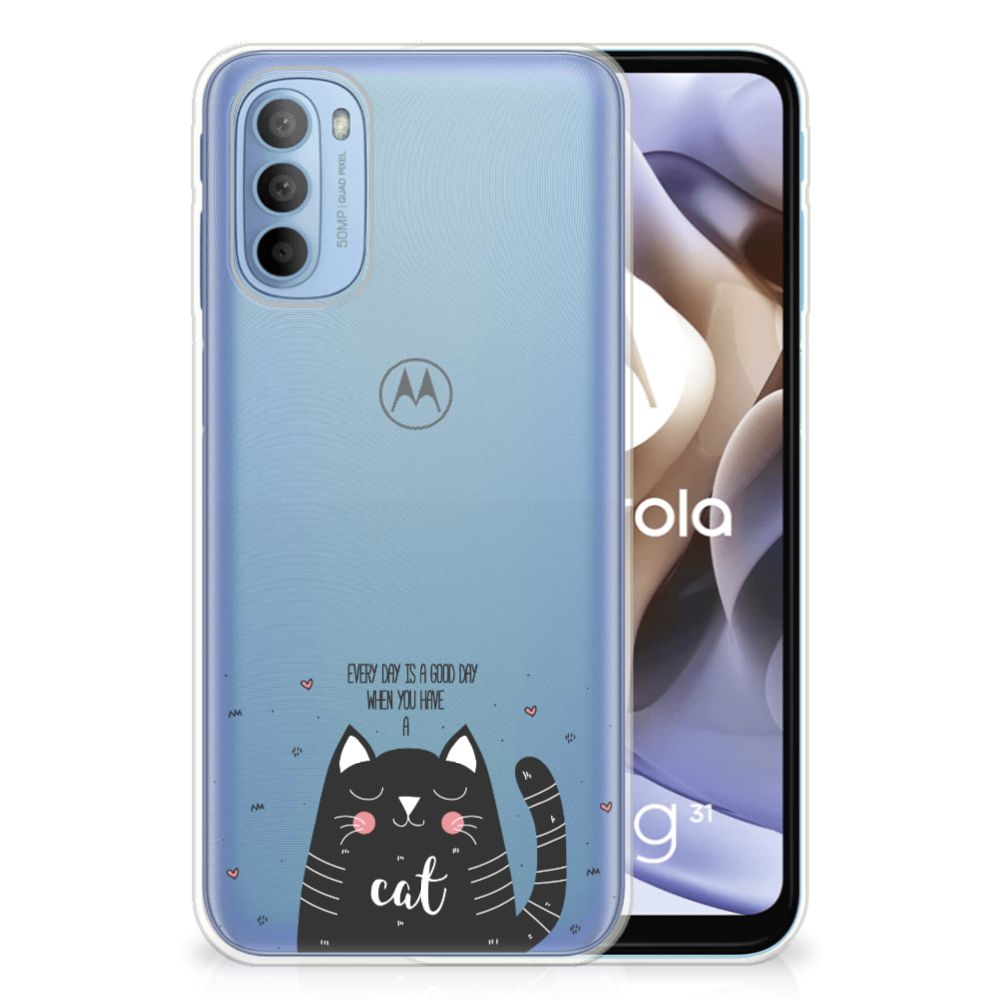 Motorola Moto G31 | G41 Telefoonhoesje met Naam Cat Good Day