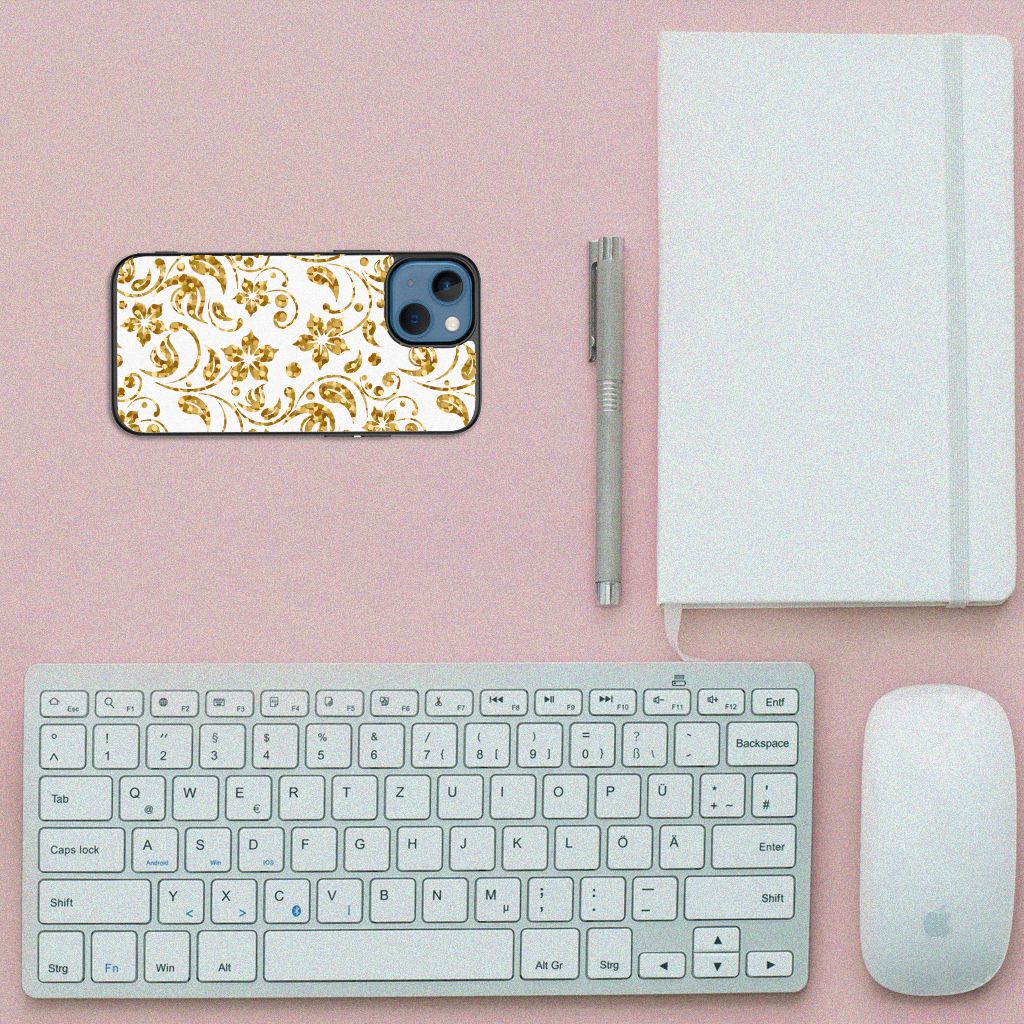 Apple iPhone 13 mini Bloemen Hoesje Gouden Bloemen B2C Telecom