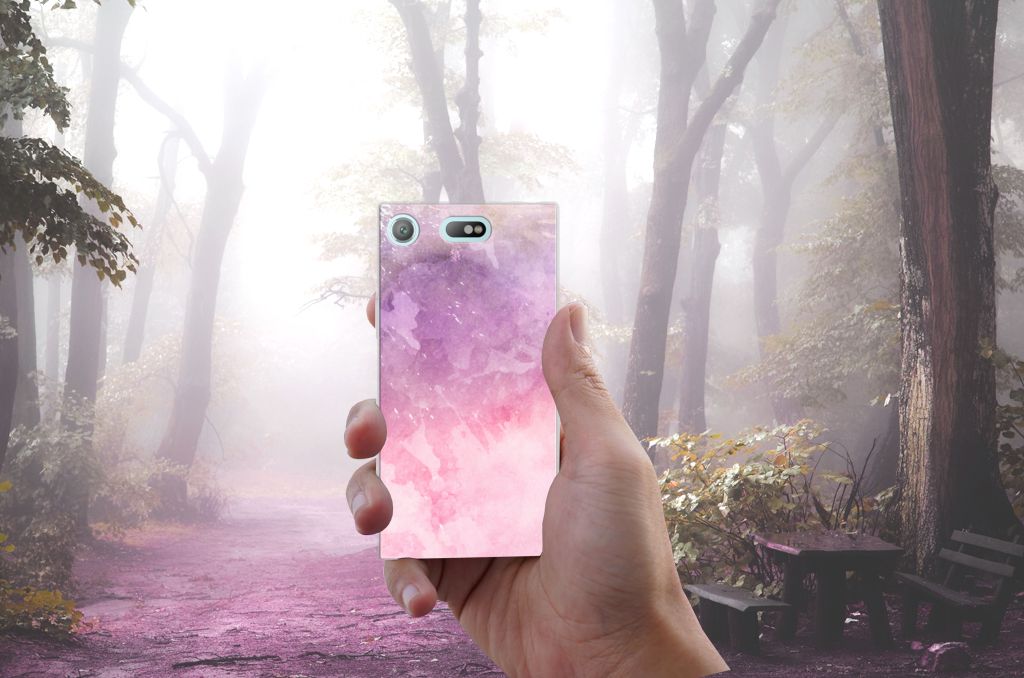 Hoesje maken Sony Xperia XZ1 Compact Pink Purple Paint