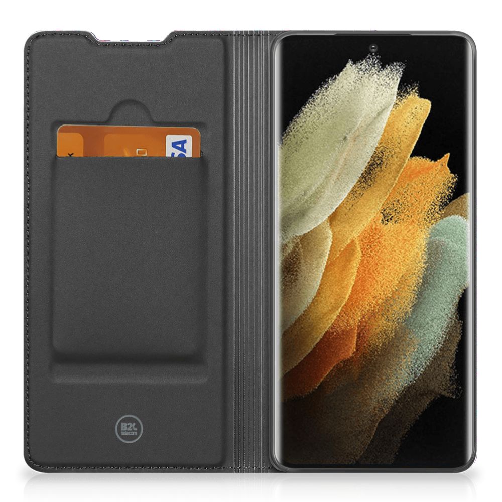 Samsung Galaxy S21 Ultra Hoesje met Magneet Feathers Color - B2C Telecom