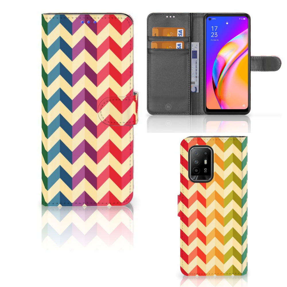 OPPO Reno5 Z | A94 5G Telefoon Hoesje Zigzag Multi Color