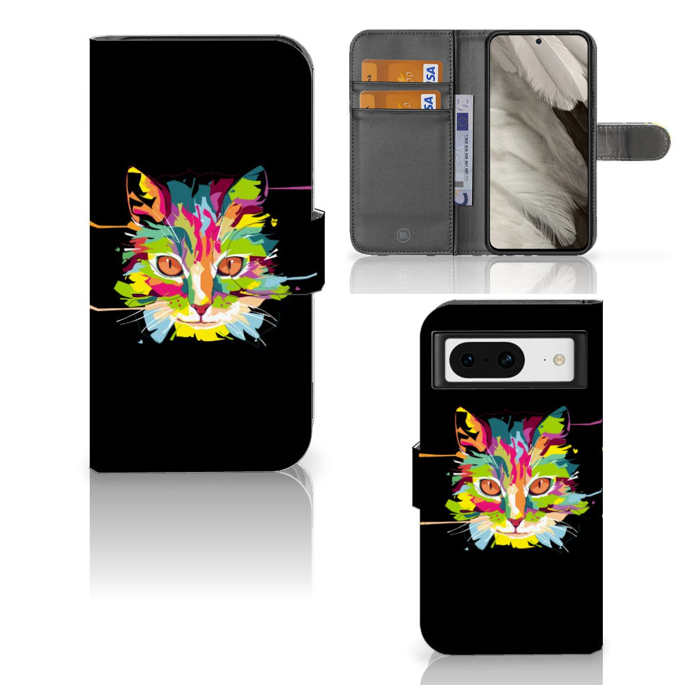 Google Pixel 8 Leuk Hoesje Cat Color