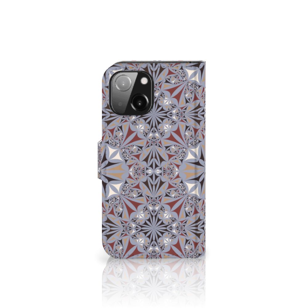 iPhone 13 Mini Bookcase Flower Tiles