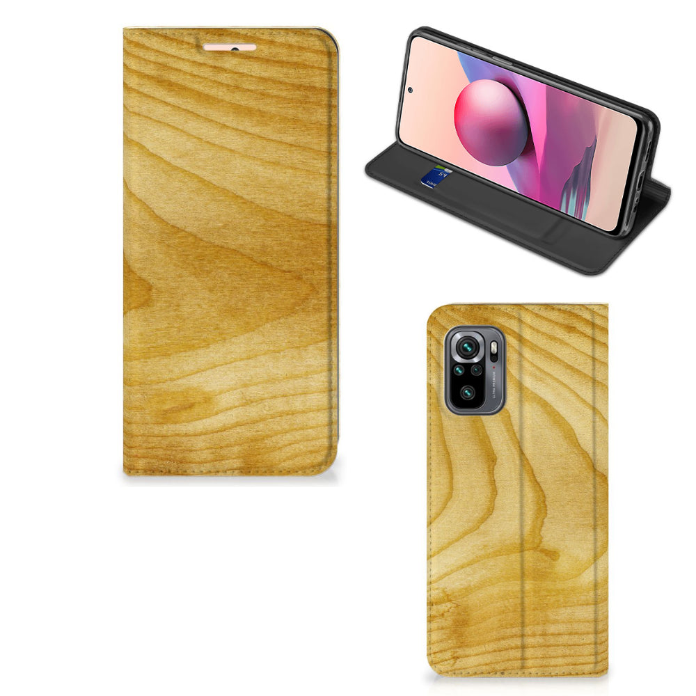 Xiaomi Redmi Note 10 4G | 10S | Poco M5s Book Wallet Case Licht Hout