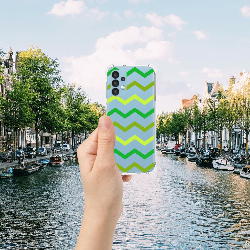 Samsung Galaxy A13 (4G) Doorzichtige Silicone Hoesje Zigzag Groen B2C Telecom