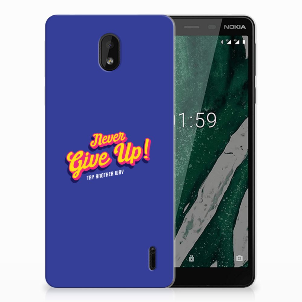 Nokia 1 Plus Siliconen hoesje met naam Never Give Up