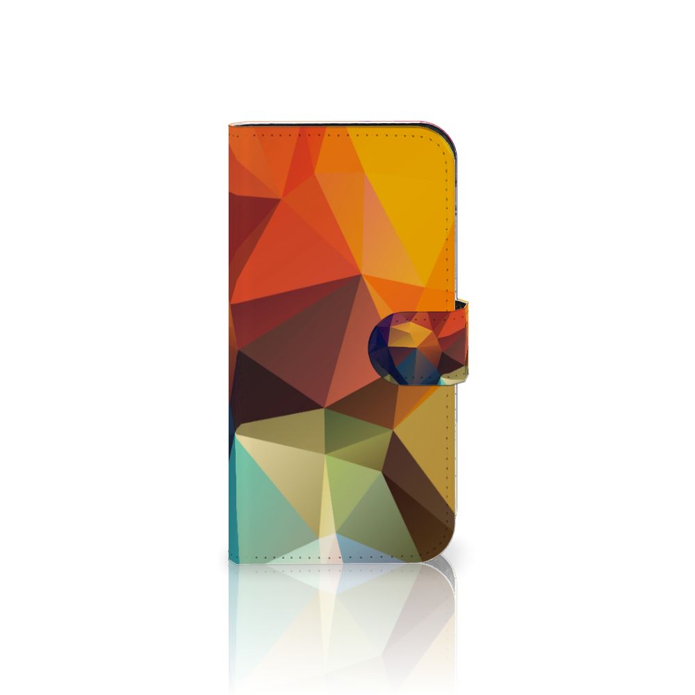 iPhone 15 Pro Book Case Polygon Color met kunstzinnig geometrisch ontwerp in warme kleuren 🎨.