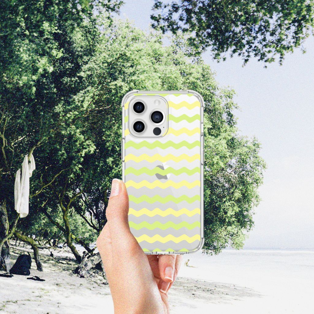 iPhone 13 Pro Max Doorzichtige Silicone Hoesje Waves Yellow - B2C Telecom