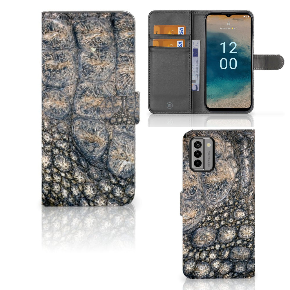 Nokia G22 Telefoonhoesje met Pasjes Krokodillenprint