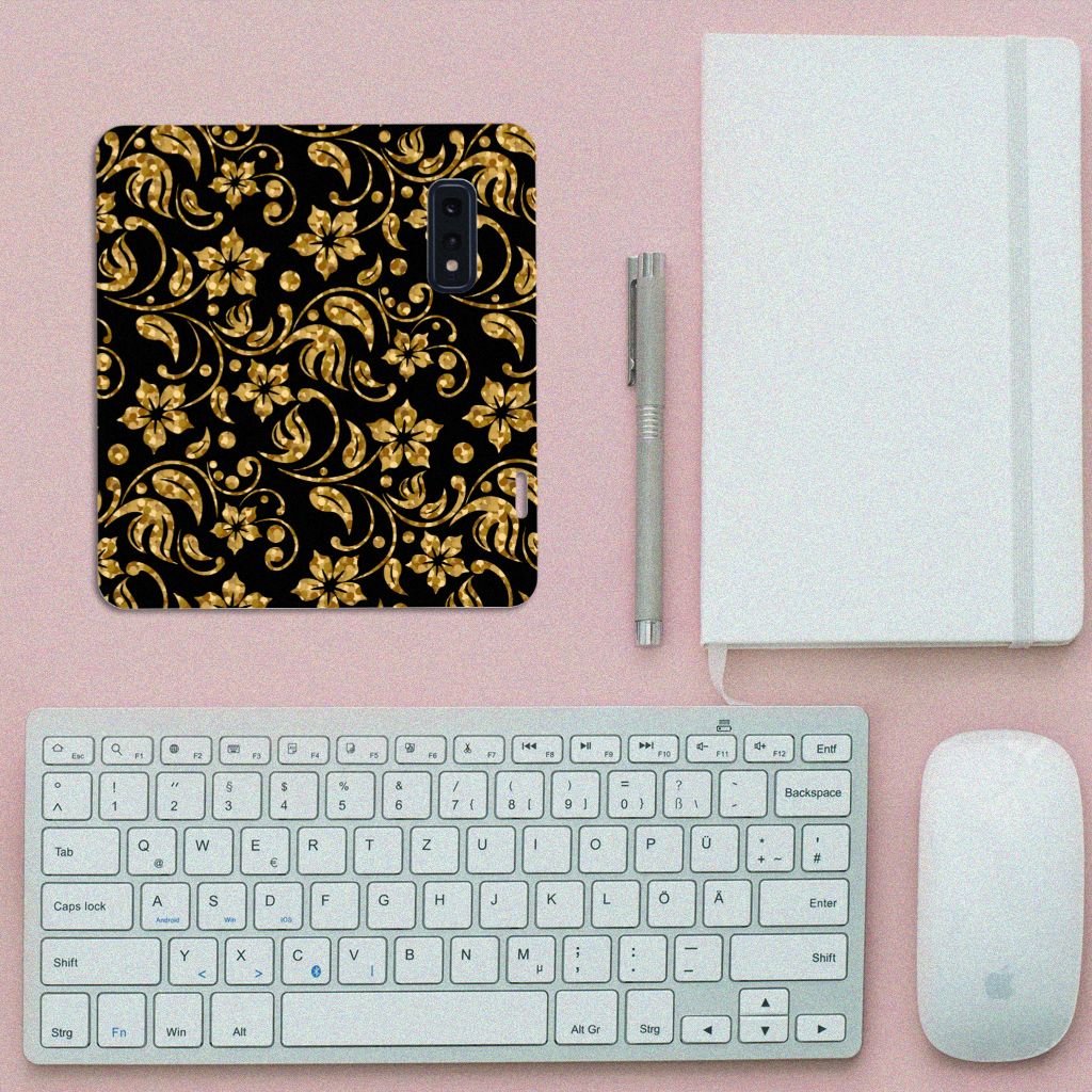 Samsung Galaxy S10e Smart Cover Gouden Bloemen