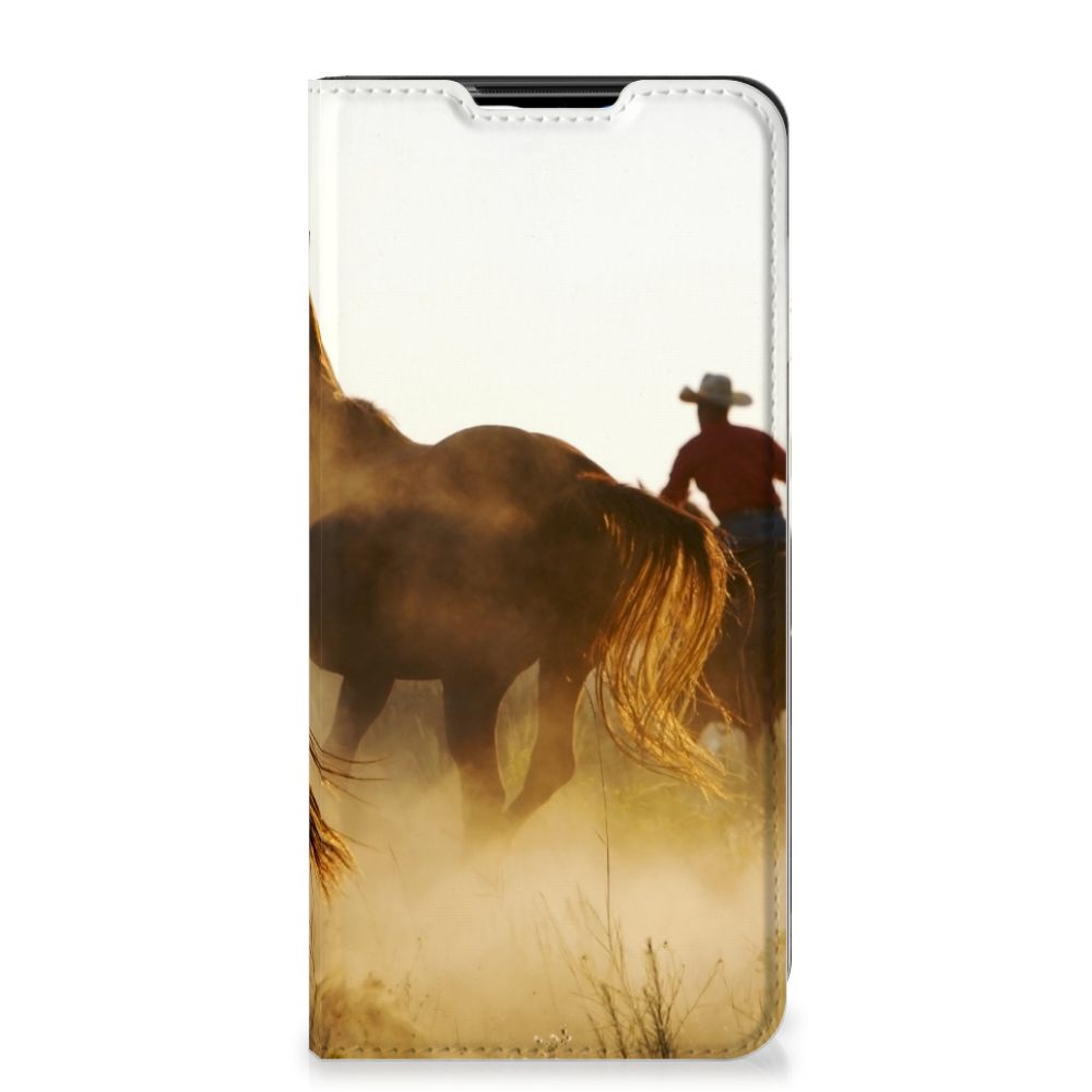 Xiaomi Poco M3 | Redmi 9T Hoesje maken Design Cowboy met paard en cowboy in een natuurlijke omgeving.