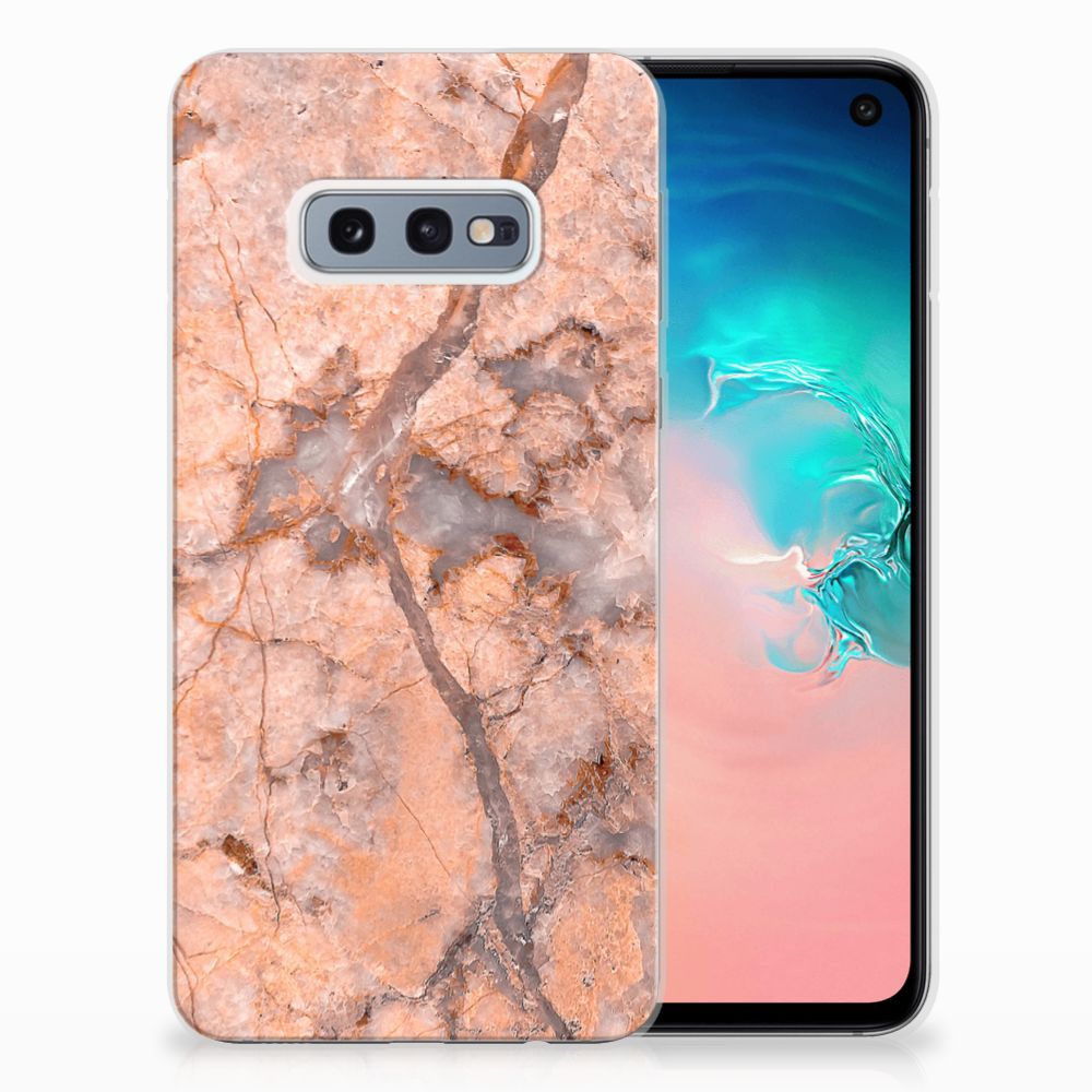 Samsung Galaxy S10e TPU Siliconen Hoesje Marmer Oranje