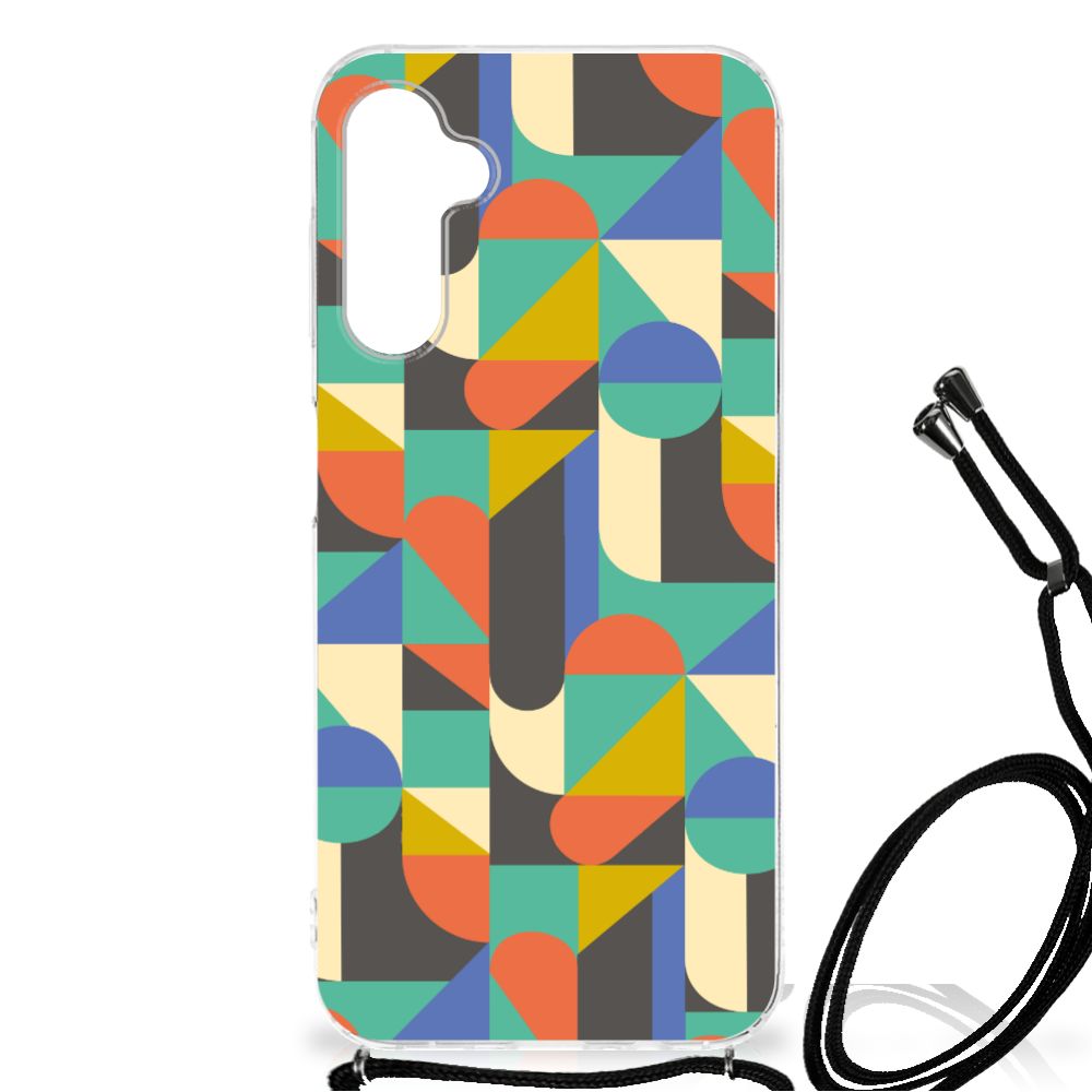 Samsung Galaxy A14 5G Doorzichtige Silicone Hoesje Funky Retro met abstract geometrisch ontwerp