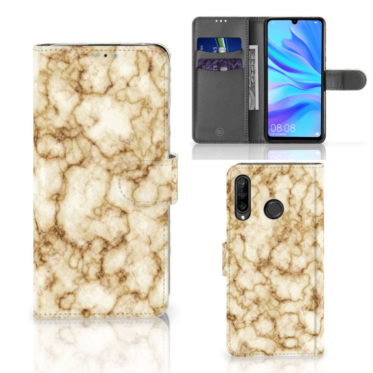 Huawei P30 Lite (2020) Bookcase Marmer Goud