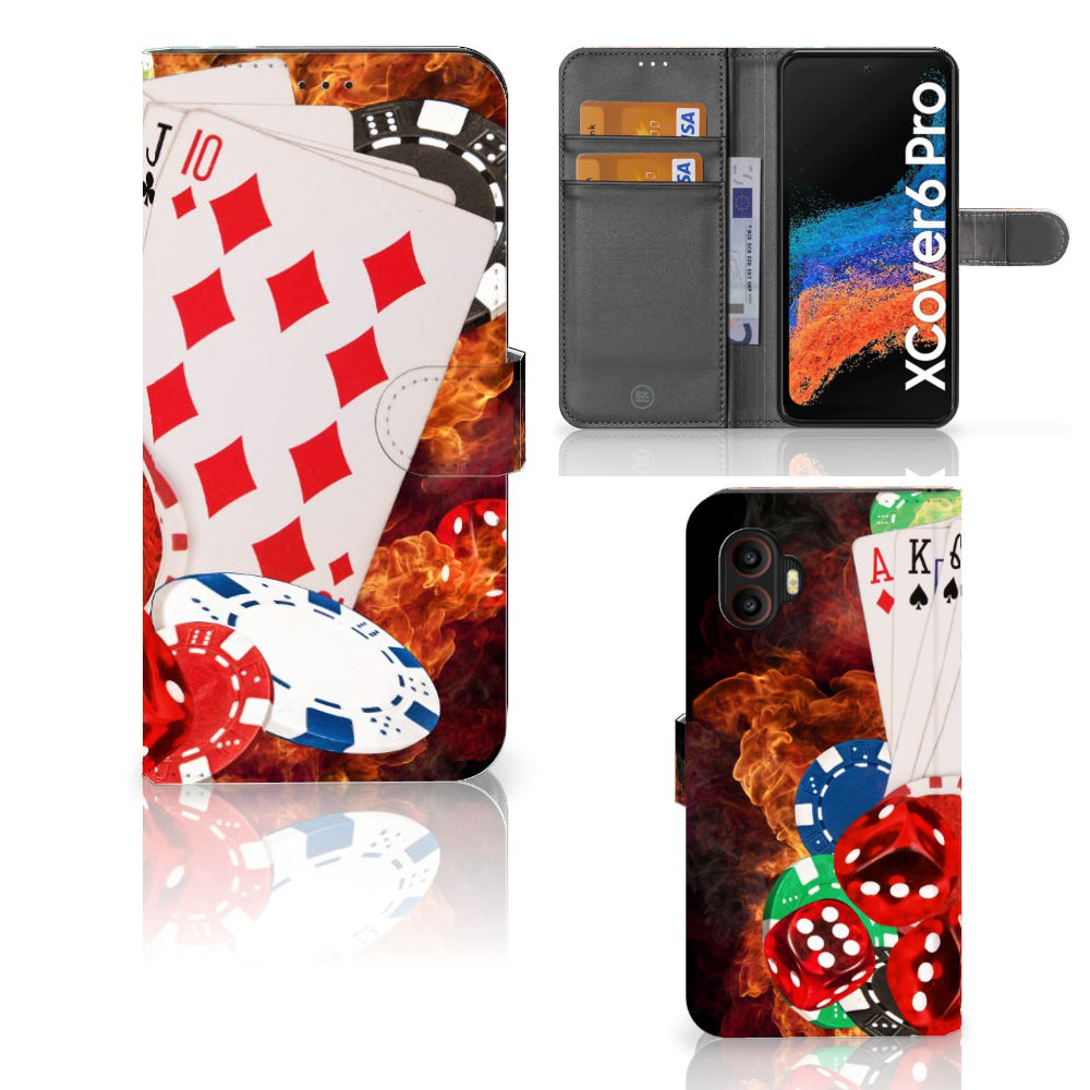 Samsung Galaxy Xcover 6 Pro Wallet Case met Pasjes Casino