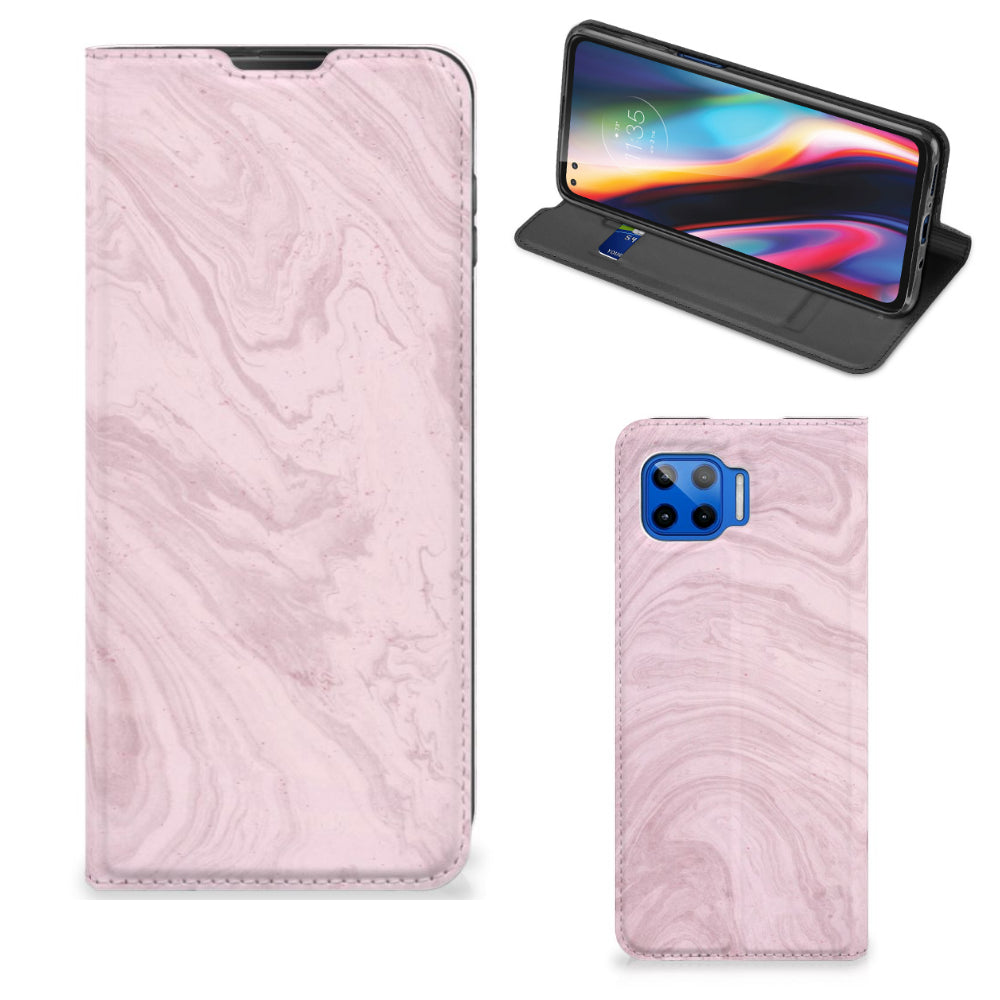 Motorola Moto G 5G Plus Standcase Marble Pink - Origineel Cadeau Vriendin