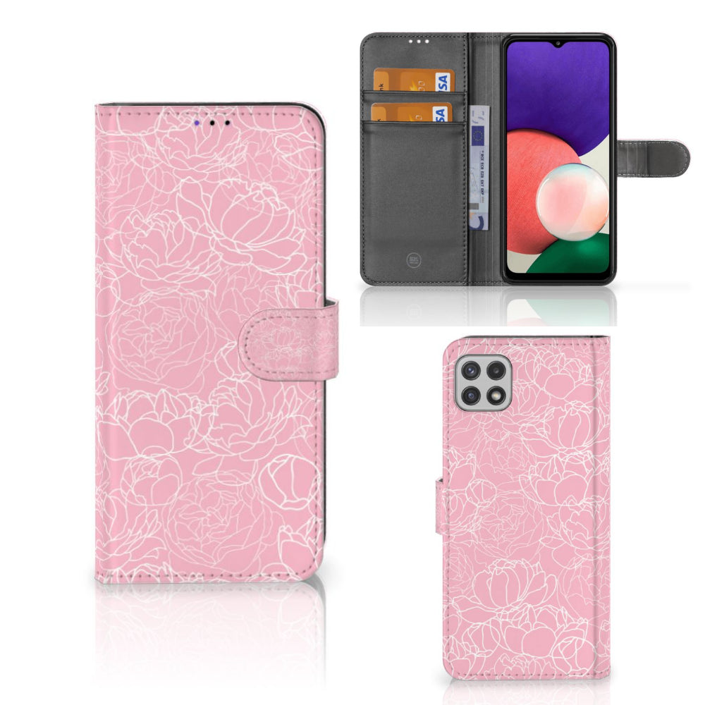 Samsung Galaxy A22 5G Hoesje White Flowers