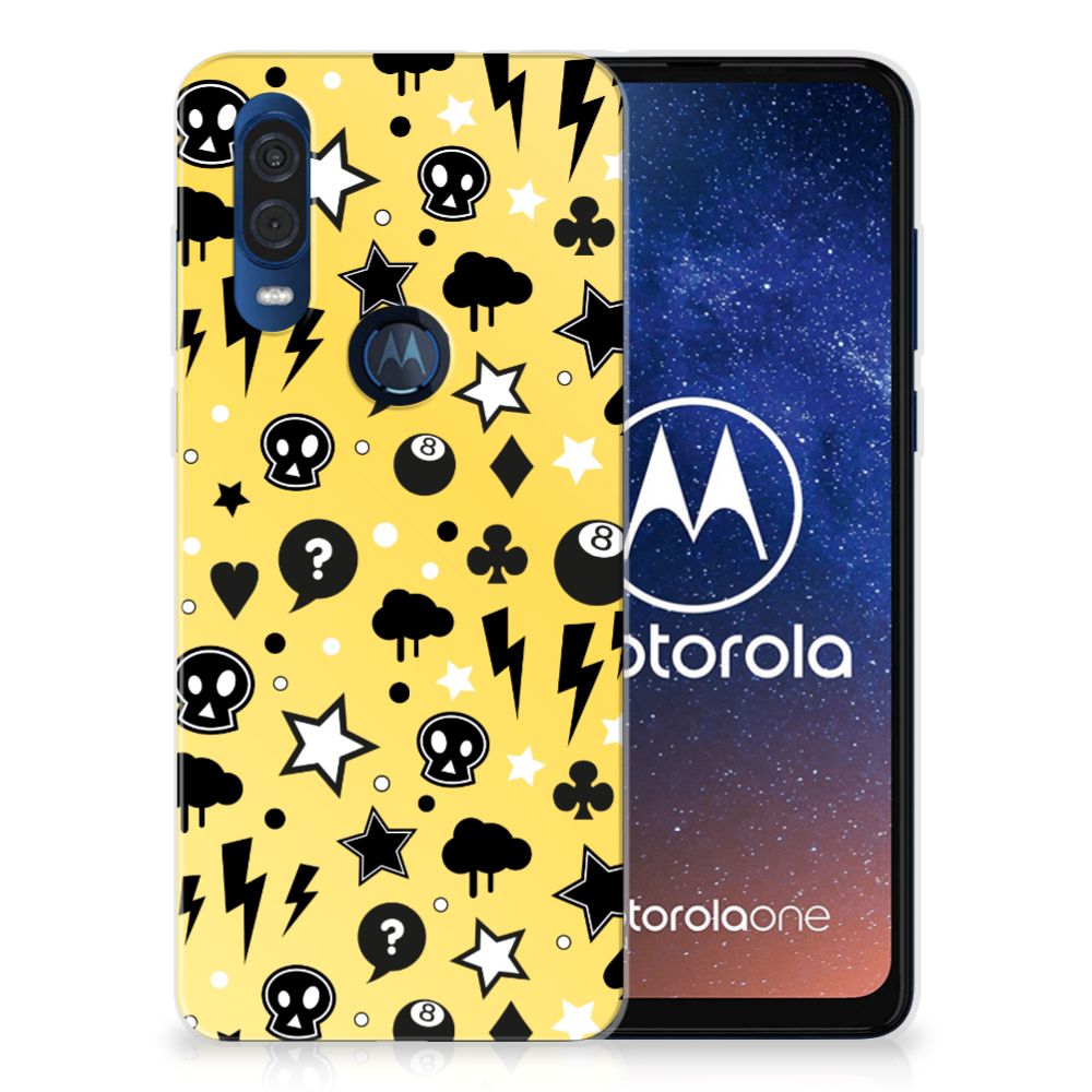 Silicone Back Case Motorola One Vision Punk Geel