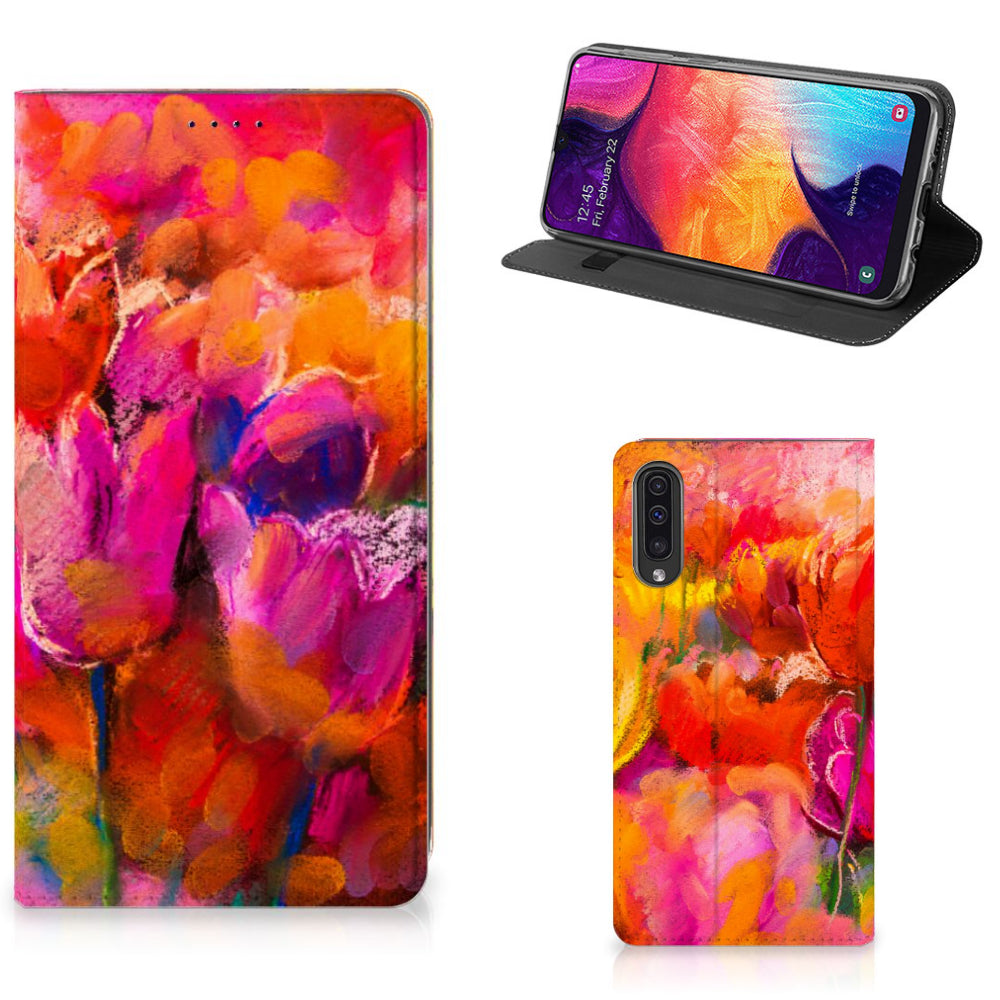 Bookcase Samsung Galaxy A50 Tulips